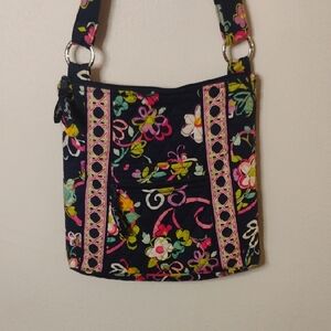 Vera Bradley Dark Blue Multicolor Floral Bag With Adjustable Straps